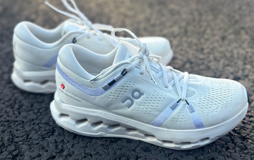 white on running shoe