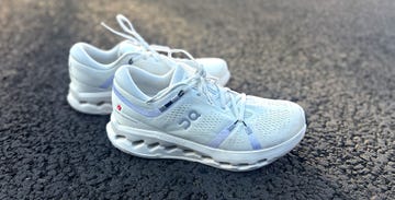 white on running shoe