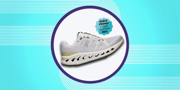 athletic shoe featuring a promotional graphic for a sales event