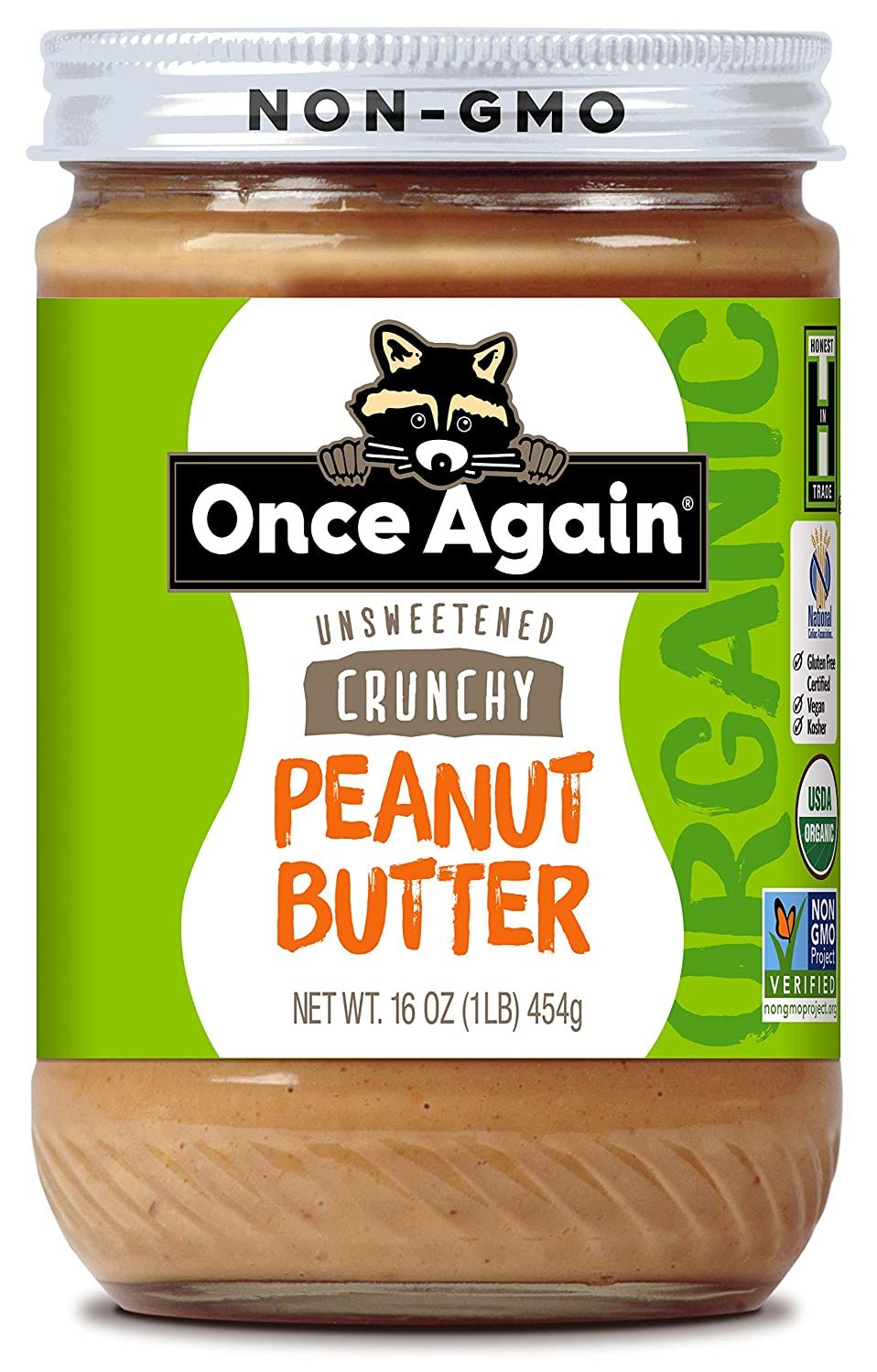 once again unsweetened crunchy peanut butter