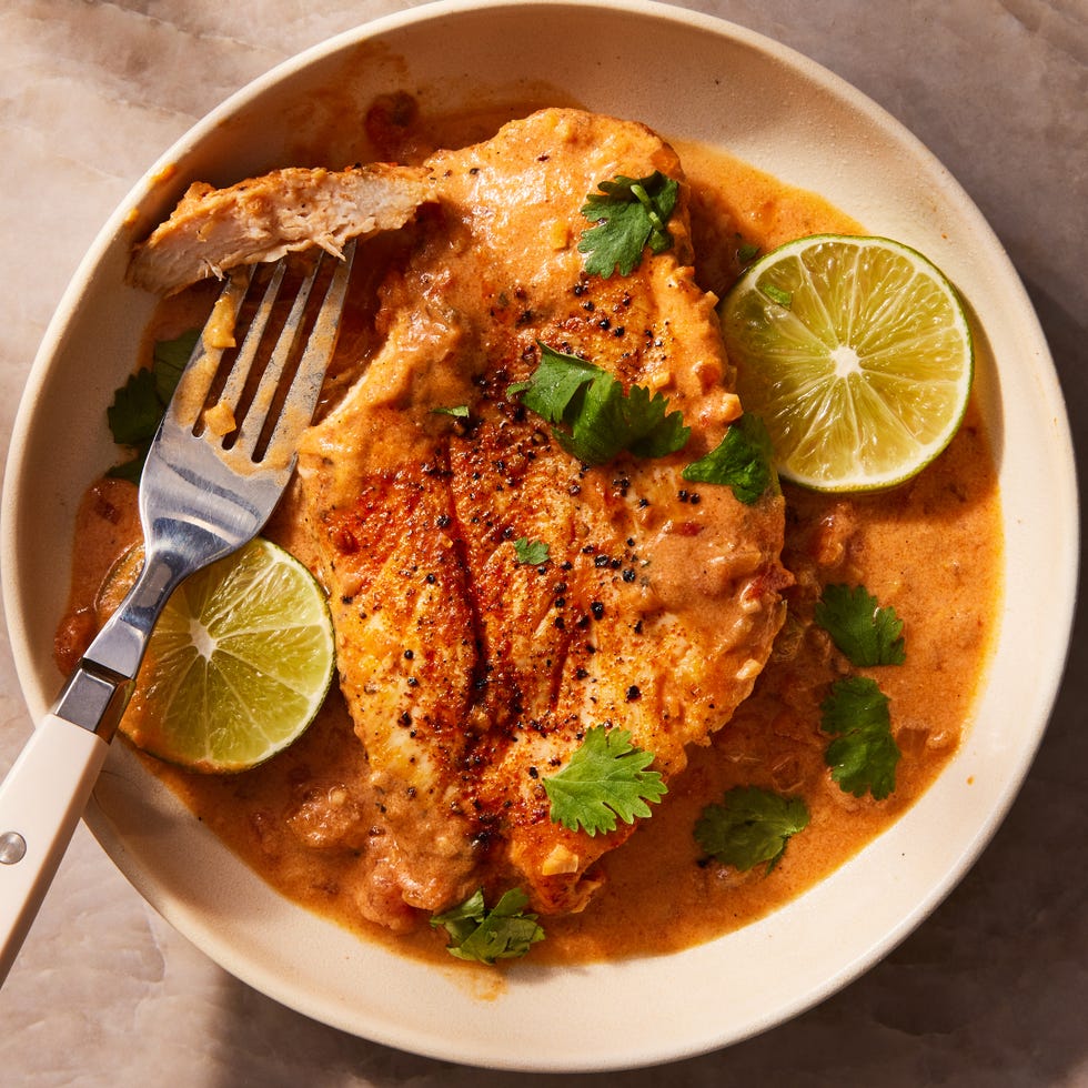 chicken in a creamy coconut and lime sauce