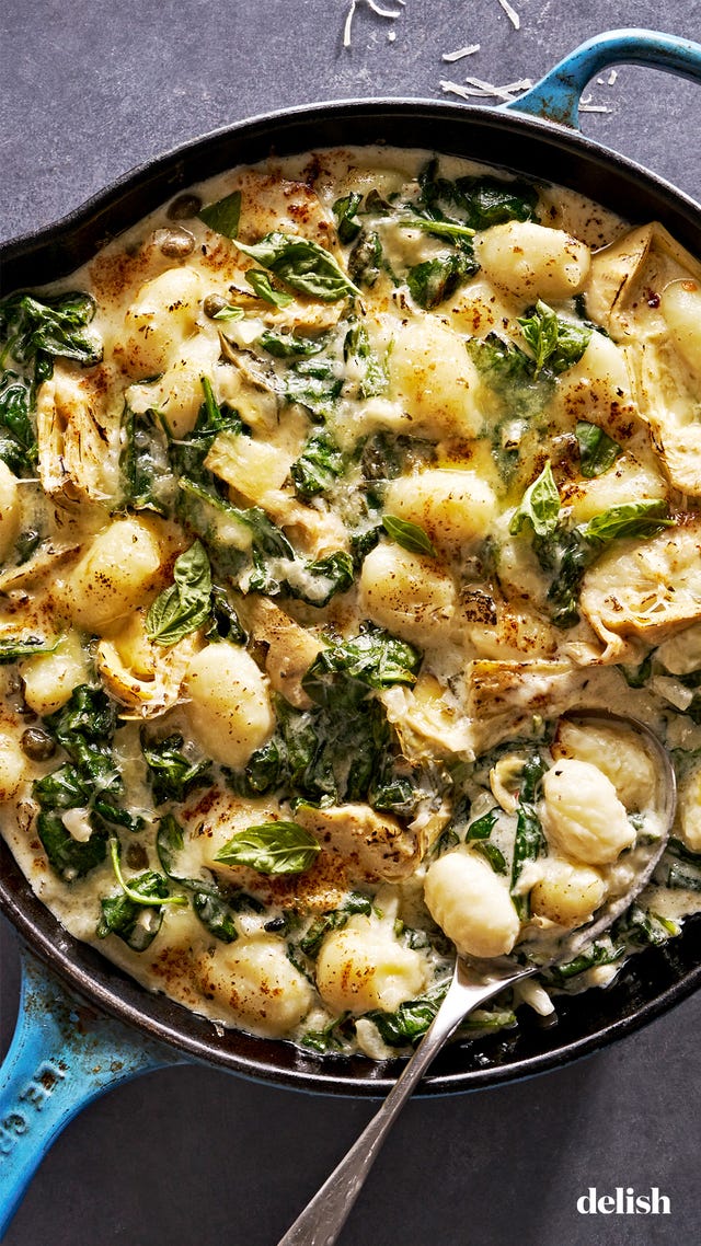 one pan creamy spinach artichoke gnocchi