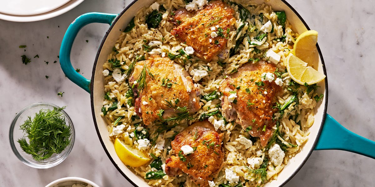 One-Pan Spicy Chicken Thighs with Orzo Recipe