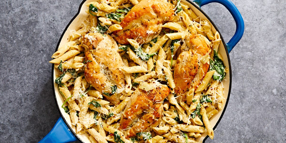 Best One-Pot Creamy Spinach Artichoke Chicken Pasta Recipe