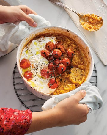 onepot baked risotto with blistered tomatoes