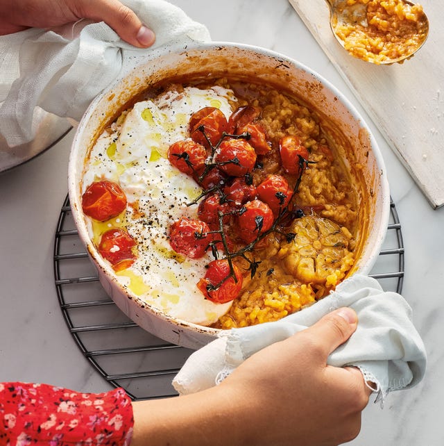 One-Pot Baked Risotto with Blistered Tomatoes onepot baked risotto with blistered tomatoes