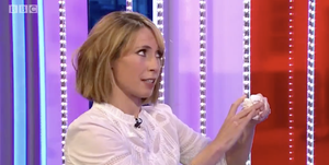 alex jones cuts her finger on the one show