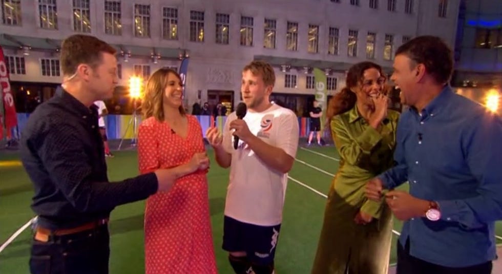 The One Show 17/4/19: Matt Baker and Alex Jones get hit by dodgeball