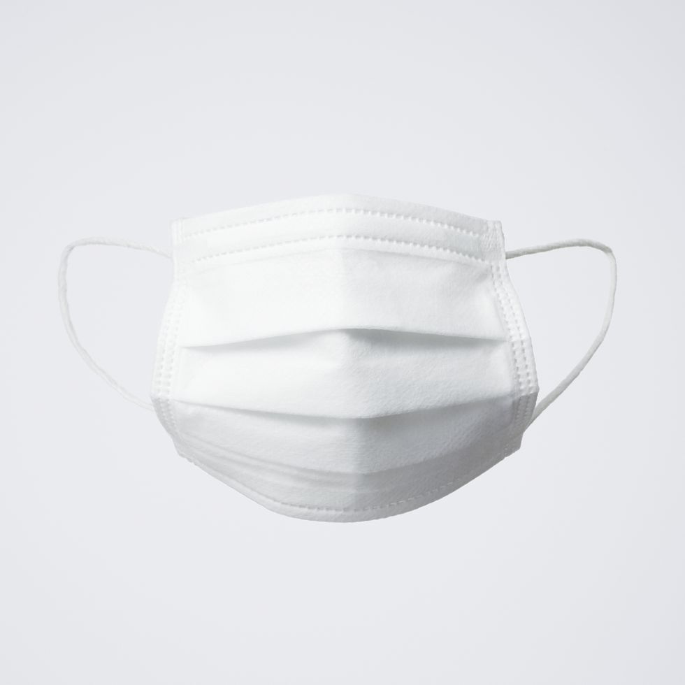 One white surgical mask