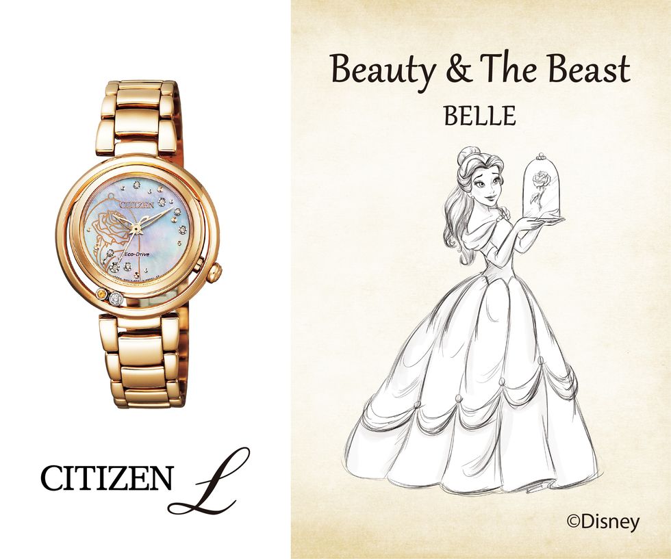 以《美女與野獸》貝兒為主題設計的腕錶em082358d／nt$29,800