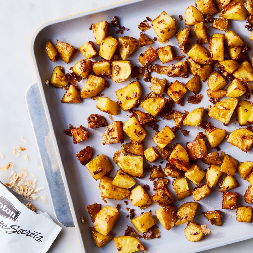 roasted potatoes coated in onion soup mix