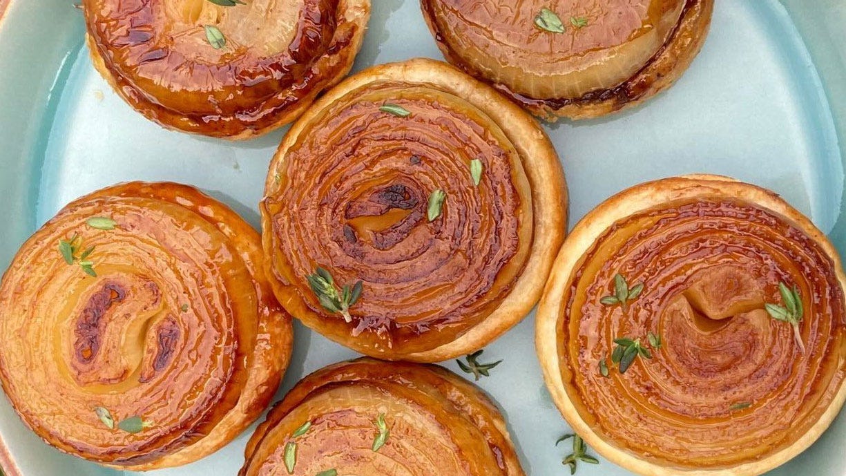 Caramelised Red Onion and Chestnut Tarte Tatin