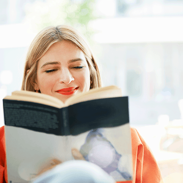 a woman reading a book