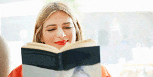 a woman reading a book
