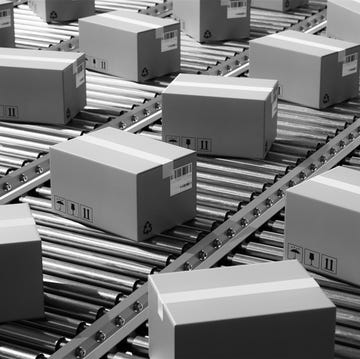The parcel is on the conveyor belt,Concept of automatic logistics management.3d rendering. the parcel is on the conveyor belt,concept of automatic logistics management3d rendering