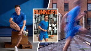 magazine cover and an action shot of a runner