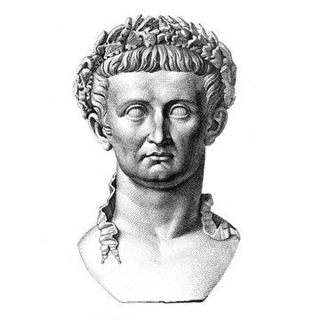 een gravure van keizer tiberius