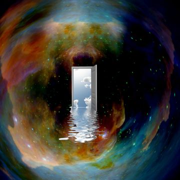 opened door to another world in endless universe