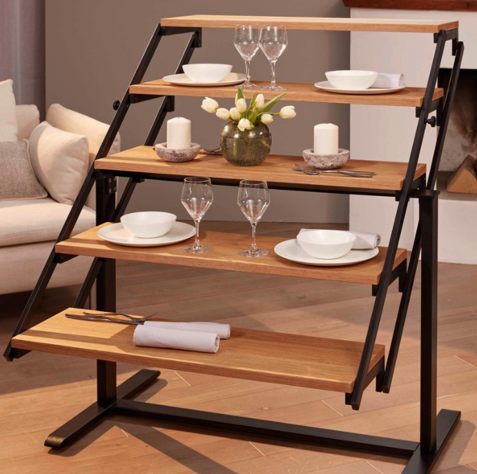 Convertible Shelf Transforms into Dining Table in Seconds