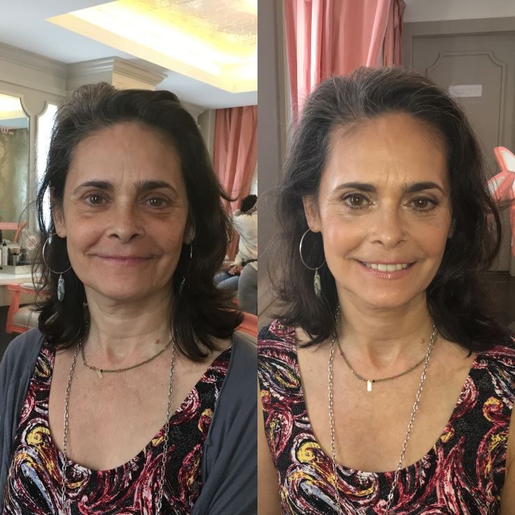 Before and after anti-aging makeup technique