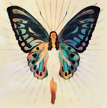 woman butterfly transformation