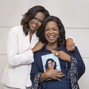 former first lady michell obama participates in an interview  on her book "becoming" with oprah winfrey, and hearst publications editors in new york city september 6, 2018photo chuck kennedy