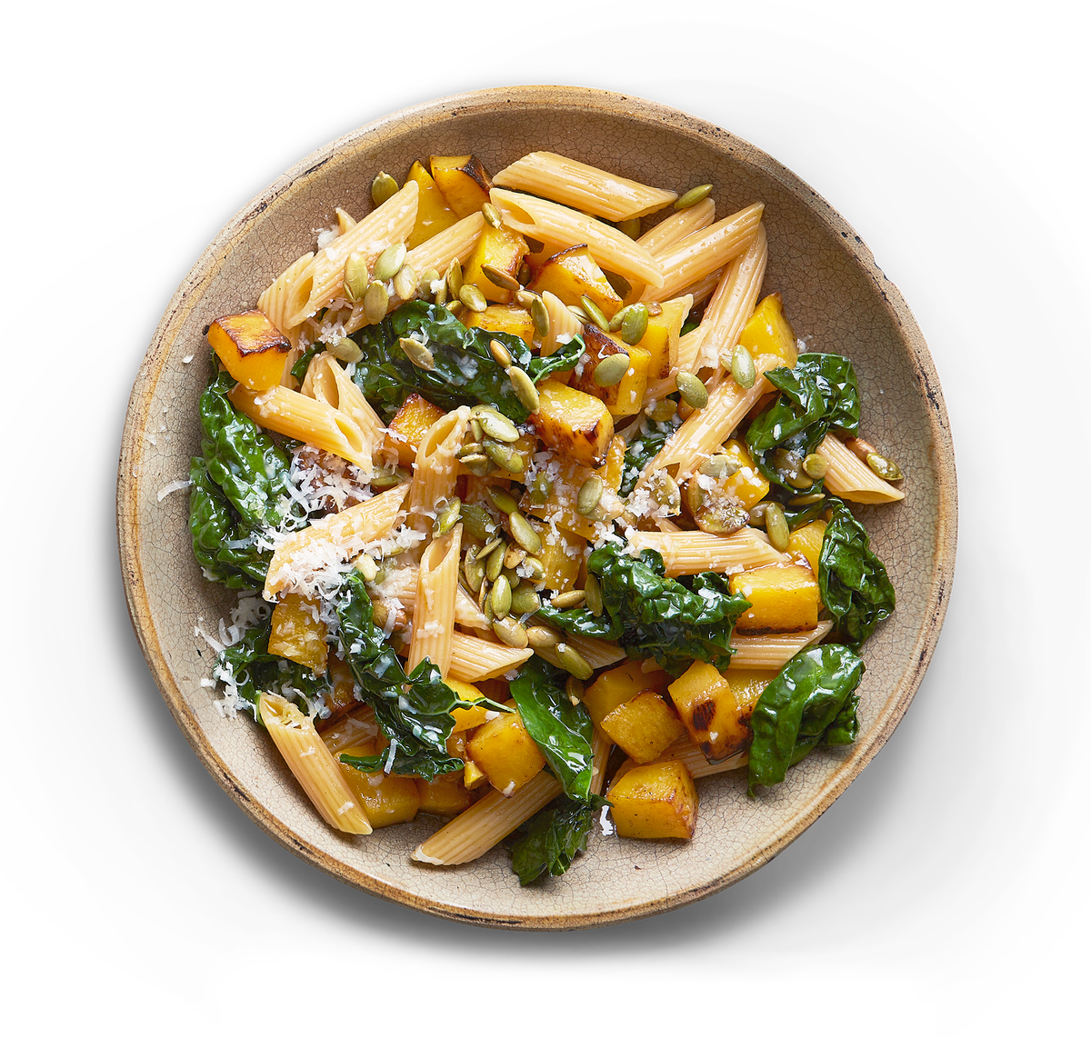 One Bowl Wonder Recipe Sautéed Butternut Squash Kale And Pumpkin Seed Pasta 0968