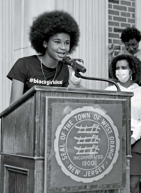 west orange, new jersey   june 06 marley dias speaks during a black lives matter protest at the municipal building on june 06, 2020 in west orange, new jersey the west orange youth caucus organized this peaceful event on the 12th day of protests since george floyd died in minneapolis police custody on may 25 photo by elsagetty images