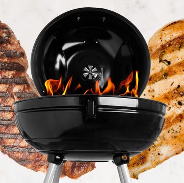grill with two types of grilled meat on either side grill with two types of grilled meat on either side