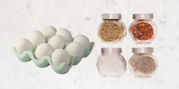 decorative egg tray and matching spice containers