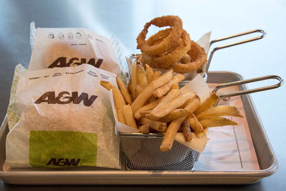 a and w food in a tray