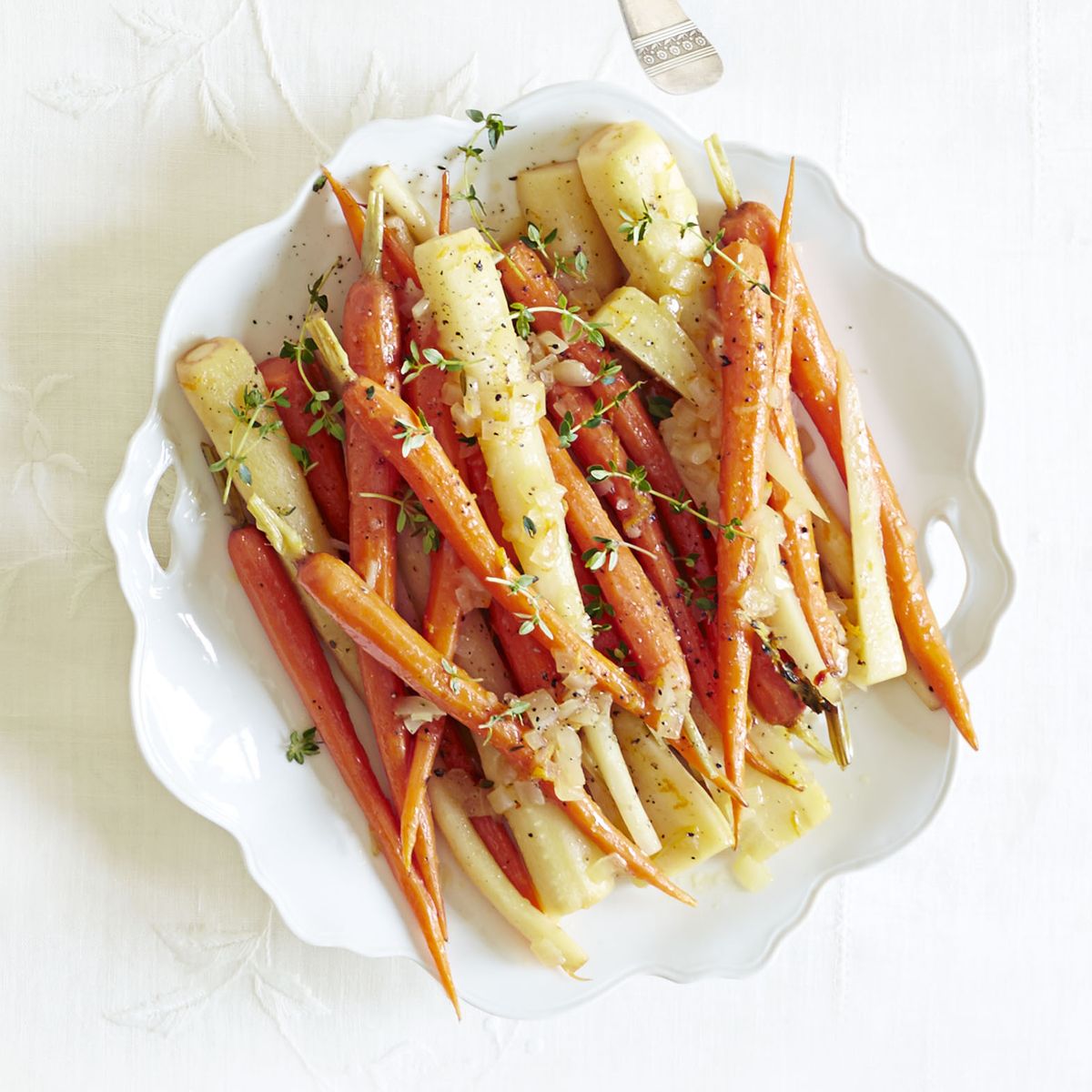 orange braised carrots and parsnips