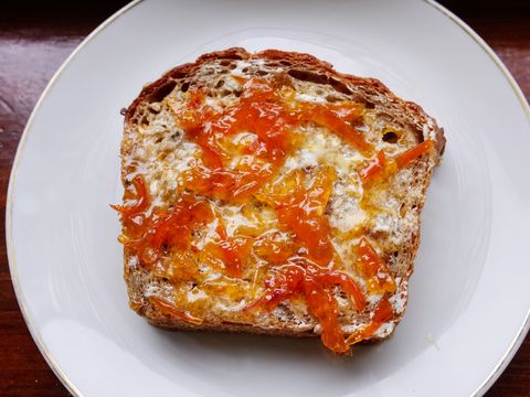 orange marmalade on buttered toast