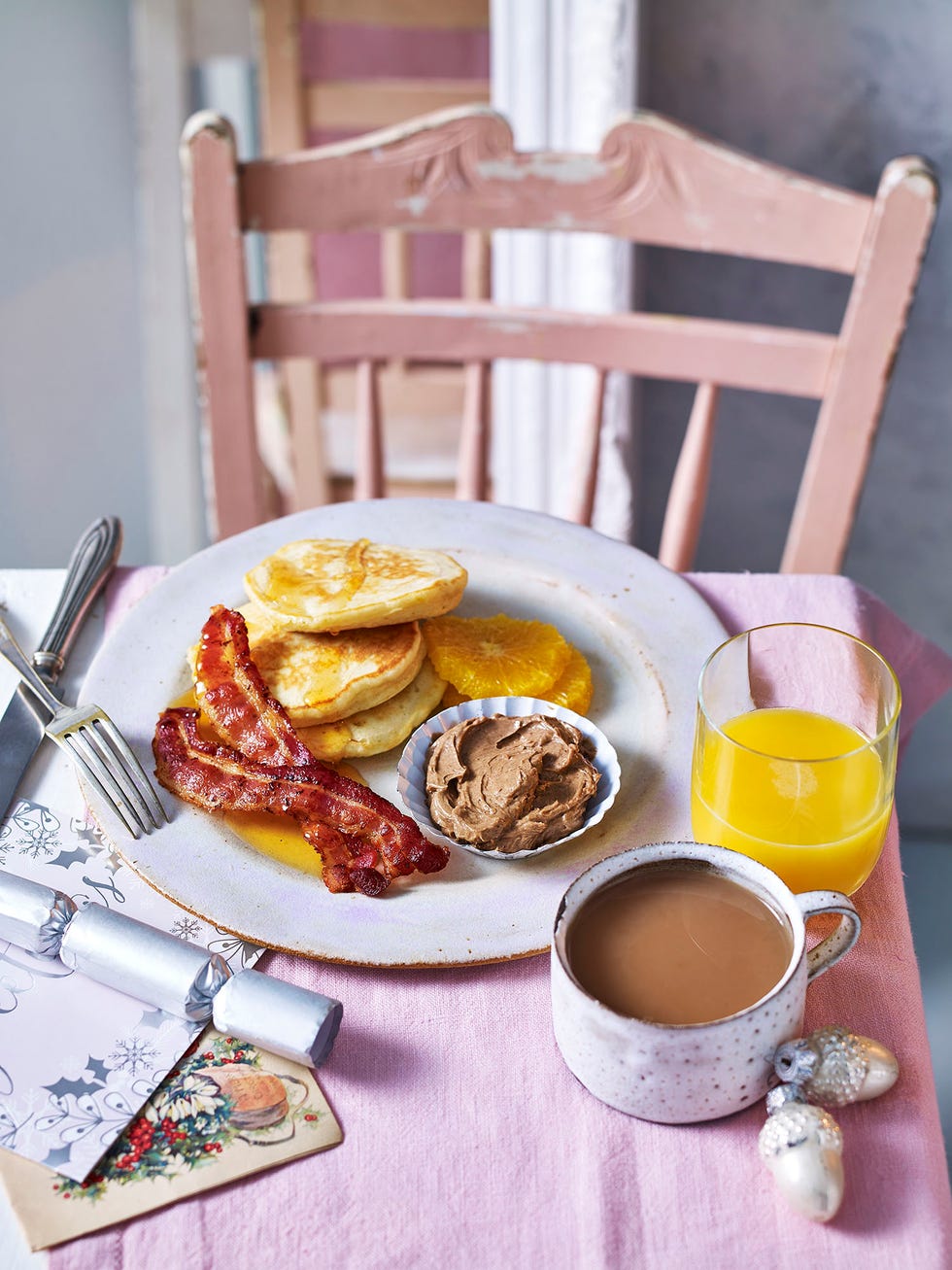 brunch recipes orange pancakes with bacon and cinnamon butter