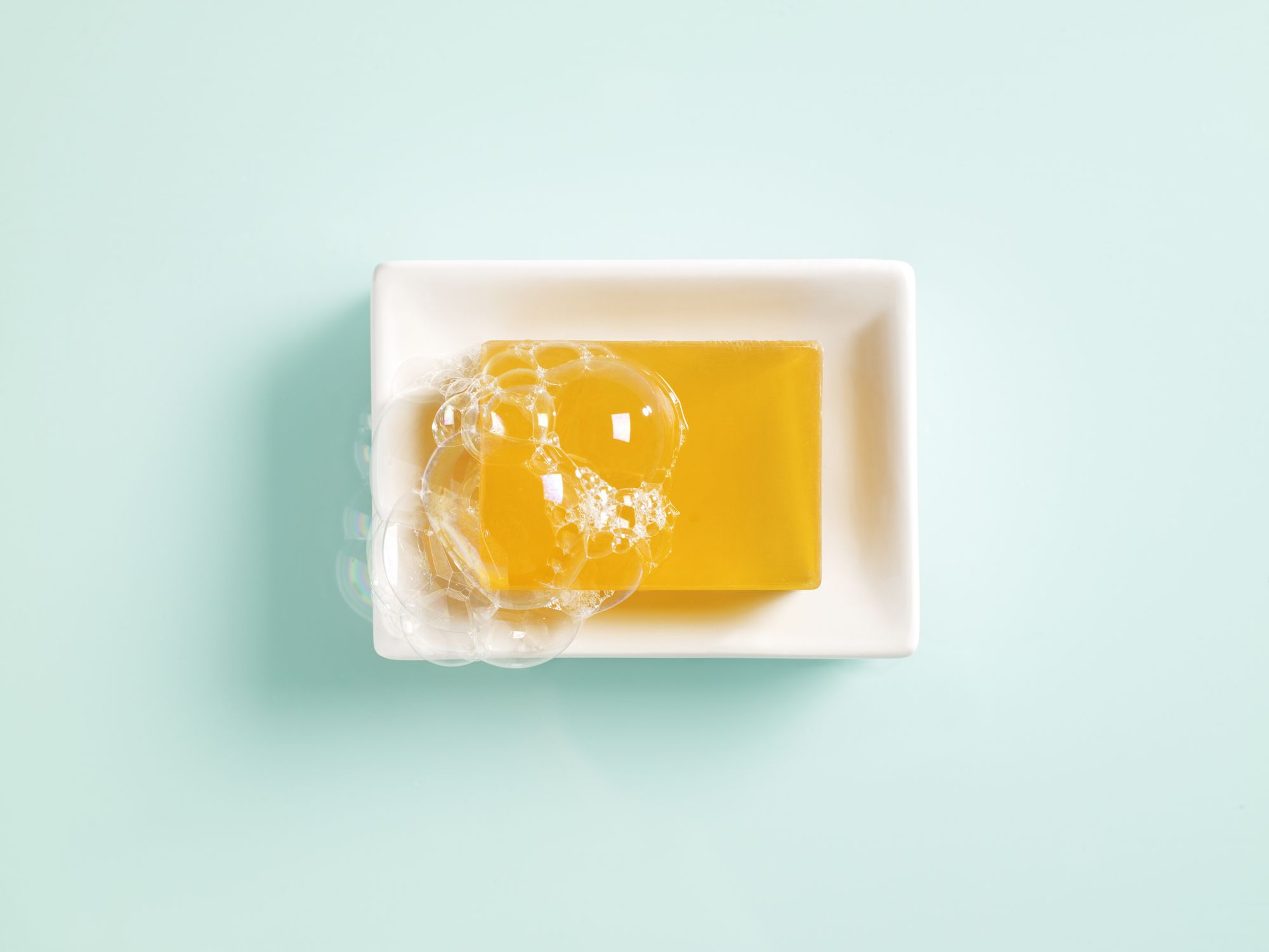 orange soap in a dish