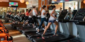 Treadmill, Exercise machine, Exercise equipment, Physical fitness, Room, Leisure, Gym, 