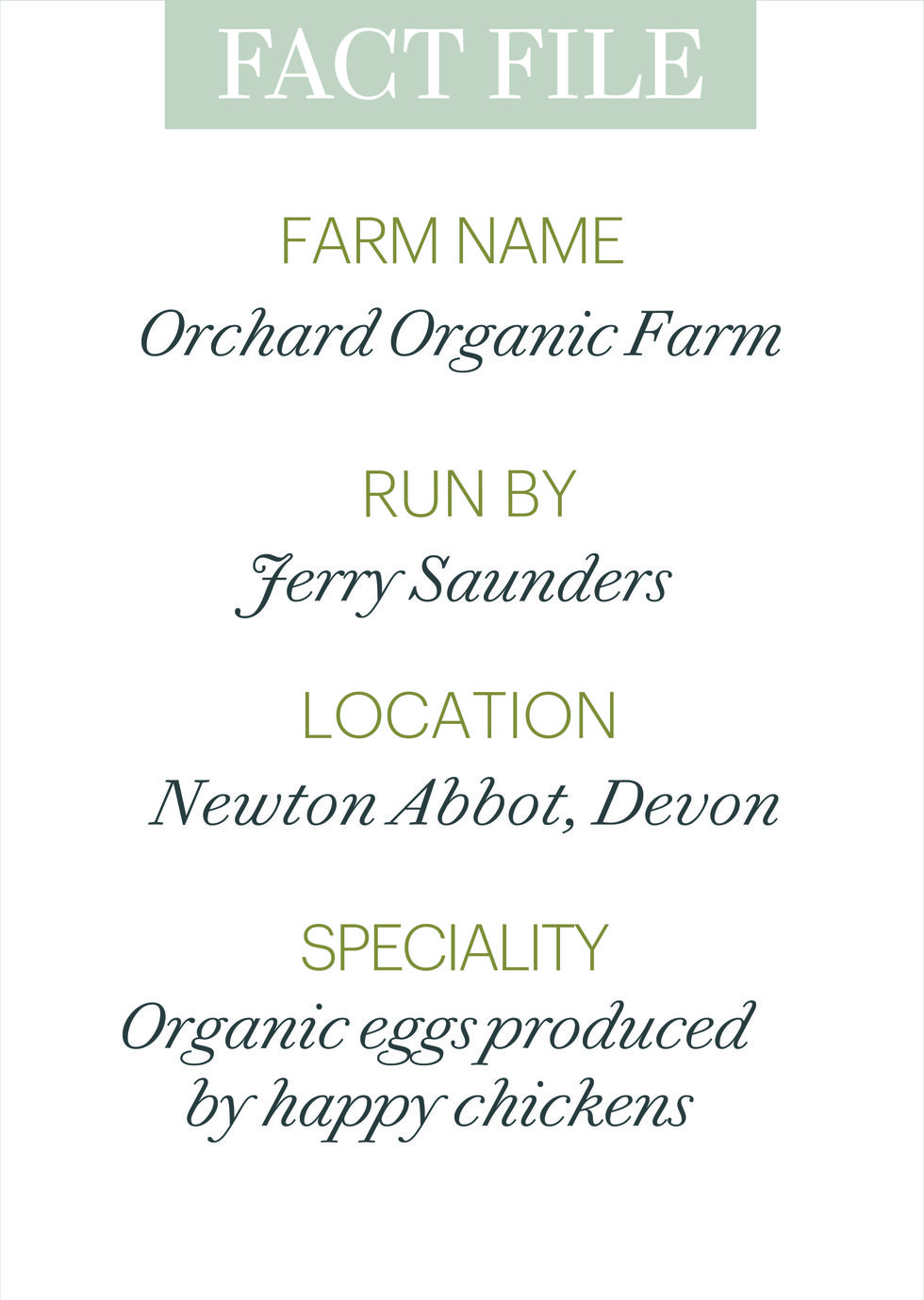 orchard organic eggs fact box