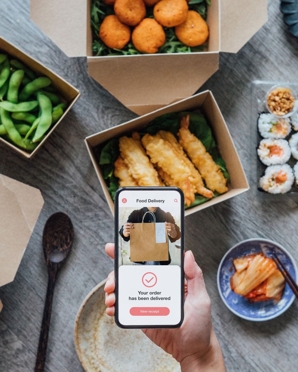 ordering takeaway meal at home