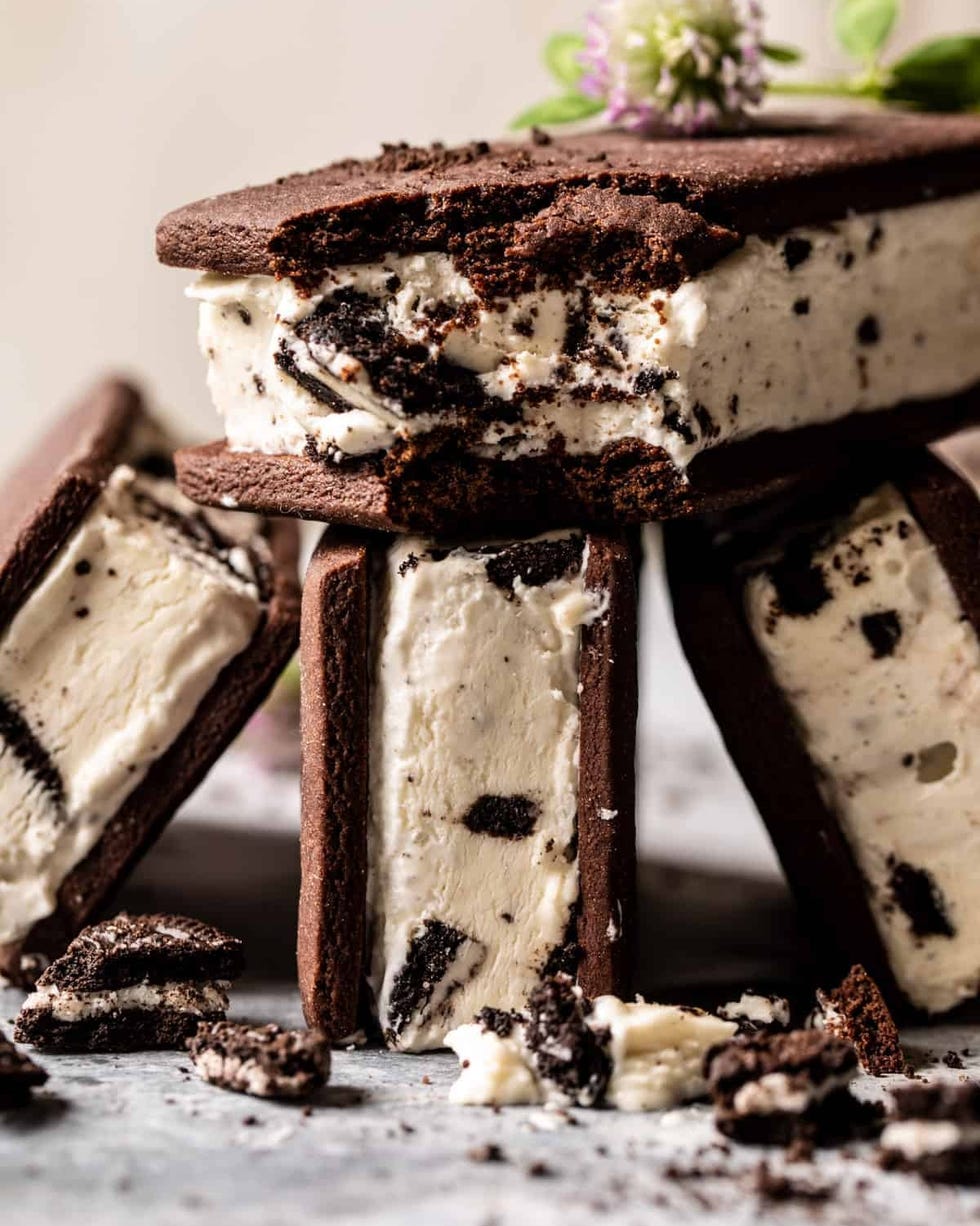 malted milk cookies n cream ice cream sandwiches