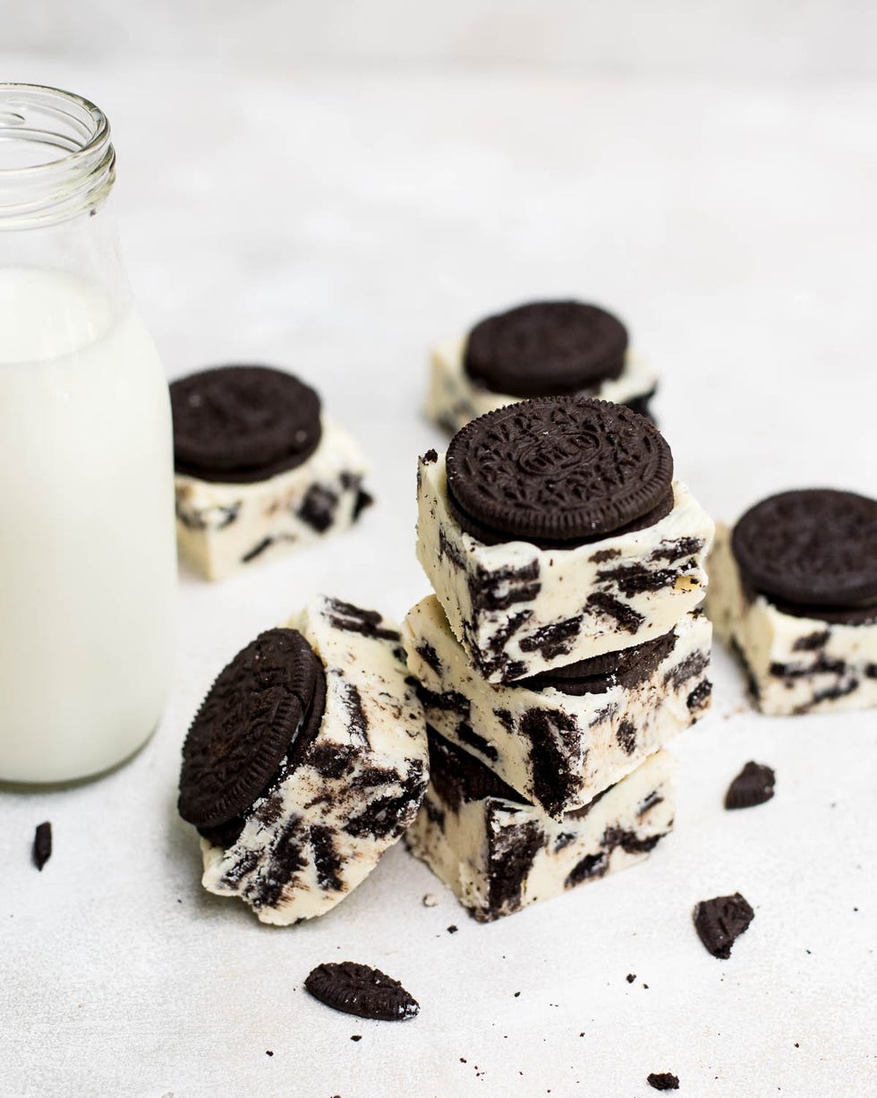 oreo fudge with jar of milk