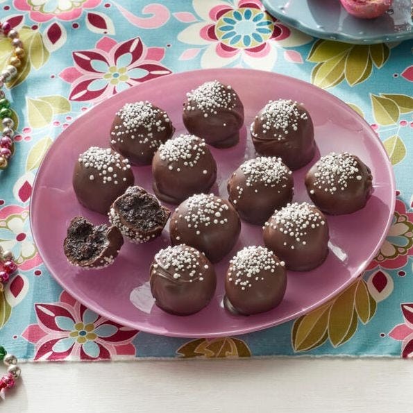 oreo truffles on purple plate