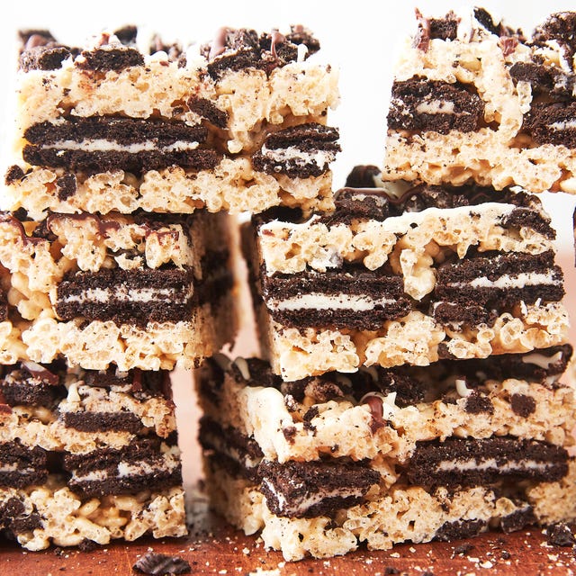 rice krispies treats stuffed with oreos