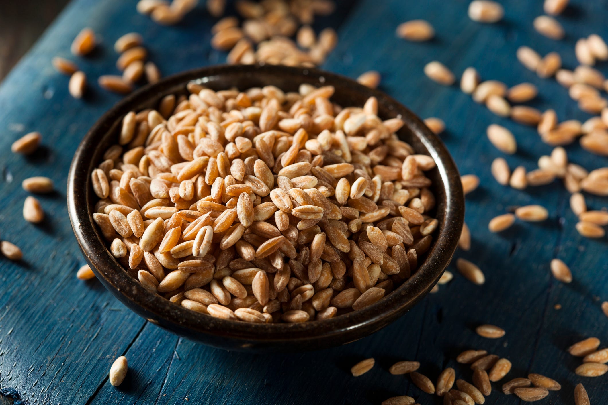 organic raw farro grain in a bowl,romania