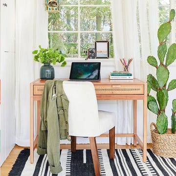 A neat entry way and a neat desk a neat entry way and a neat desk