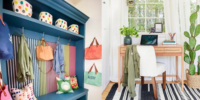 a neat entry way and a neat desk