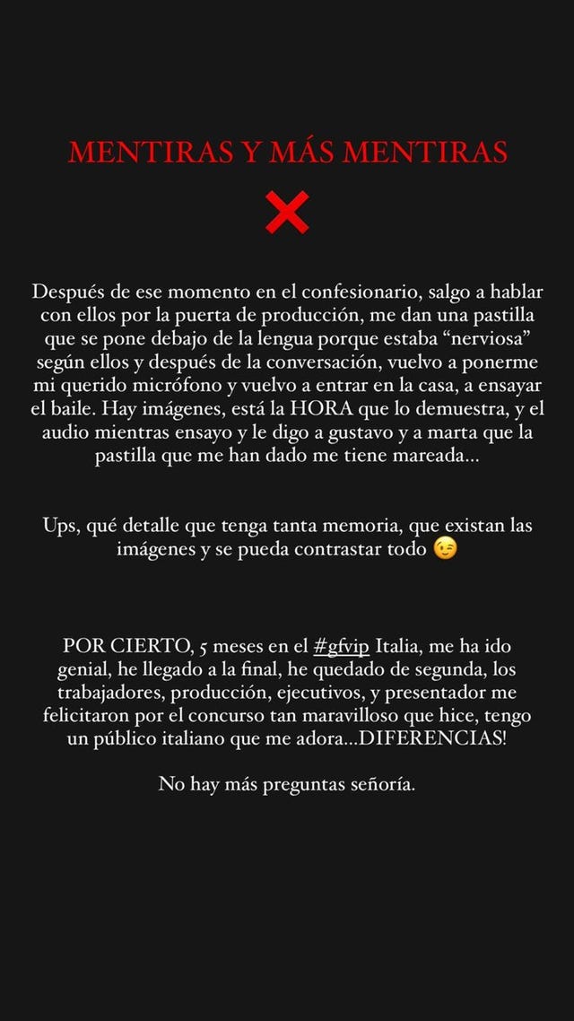 oriana comunicado gh vip