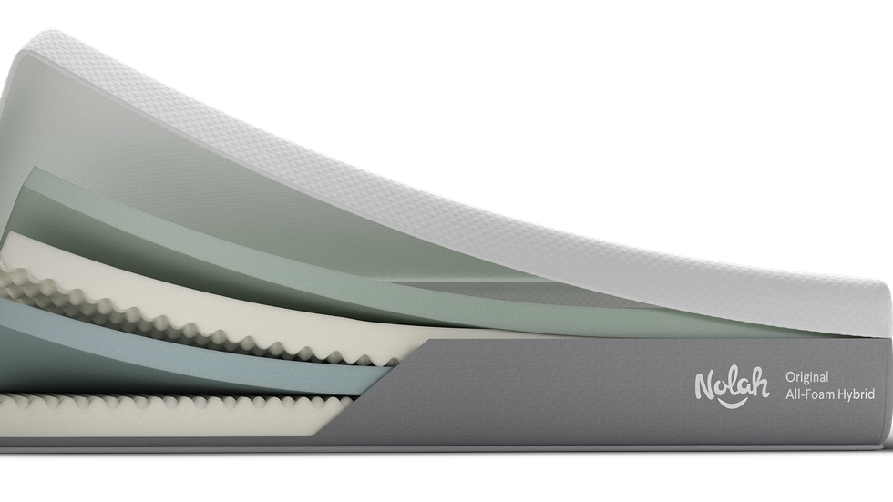 a graphic of the four layers of foam in the nolah original all foam hybrid mattress