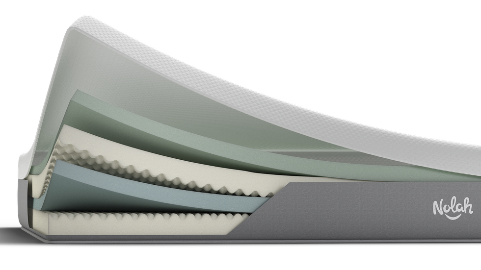 a graphic of the four layers of foam in the nolah original all foam hybrid mattress