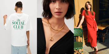 marks and spencer souvenir t shirt, missoma jewellery and sezane red dress part of the six easiest trends to were for spring