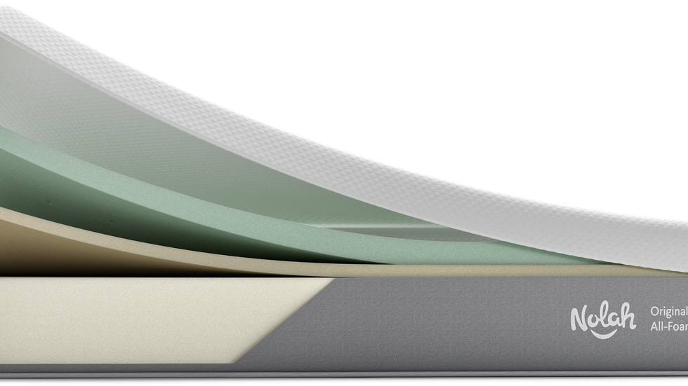 a graphic of the three layers of foam and cover of the nolah original 10 mattress